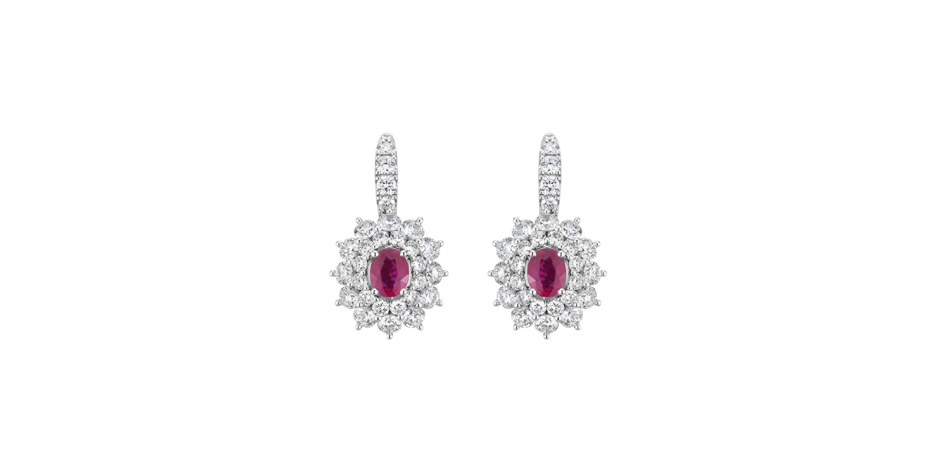 Náušnice s diamantmi a rubínom Soleil Royale