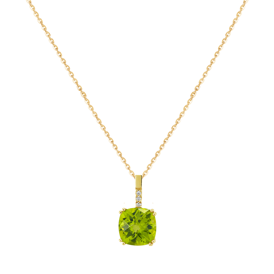 Náhrdelník s diamantmi a peridotom Moonlight Gem