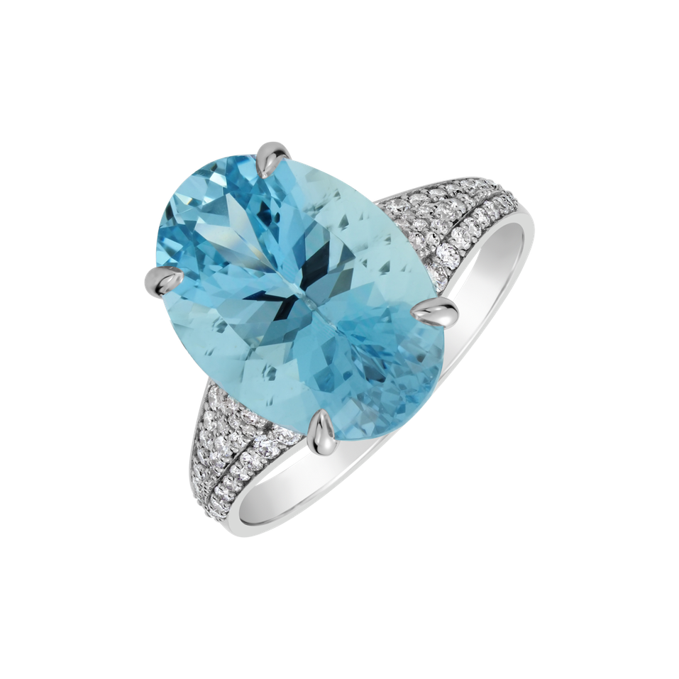 Prsteň s diamantmi a akvamarínom Azuralis