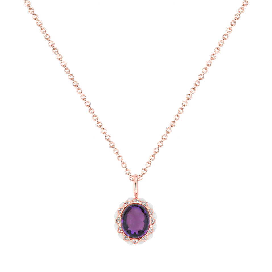 Náhrdelník s diamantmi, ametystom a perleťou Lunaria Crown