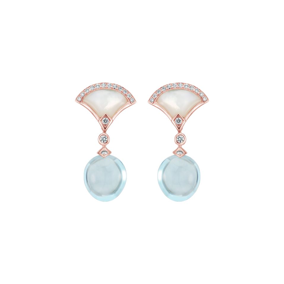 Náušnice s diamantmi, topásom a perleťou Imperya