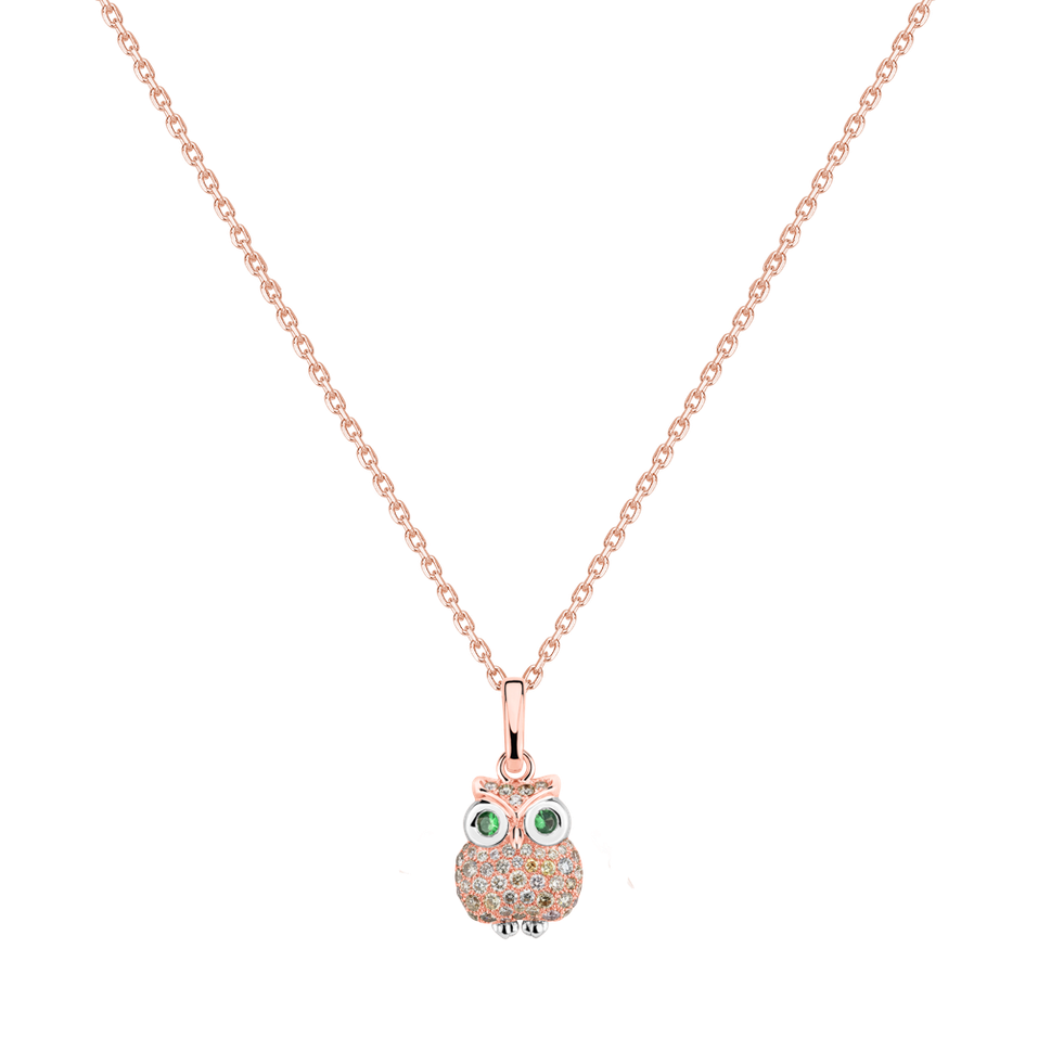 Prívesok s diamantmi a granátmi Magical Owl
