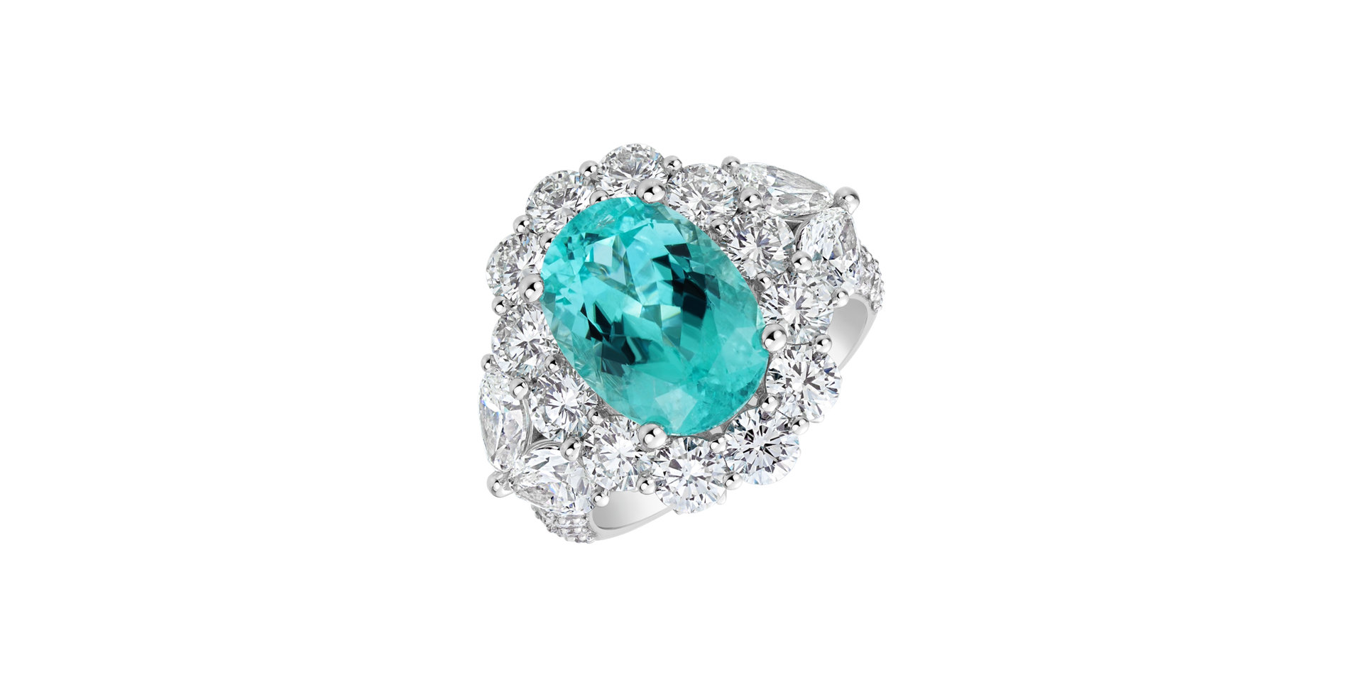 Prsteň s diamantmi a paraibou Crowned by Waves