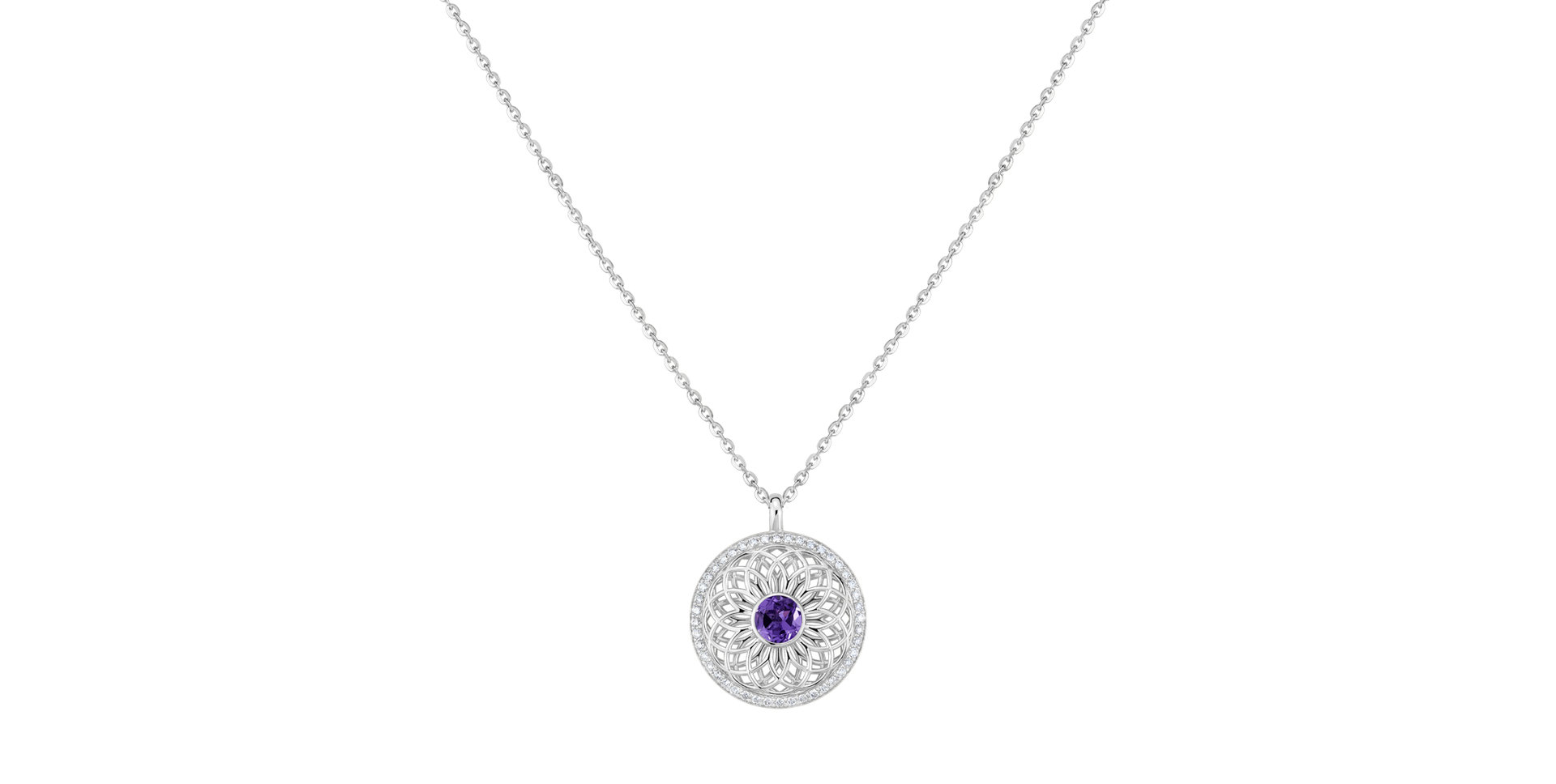 Náhrdelník s diamantmi a ametystom Heart of Star