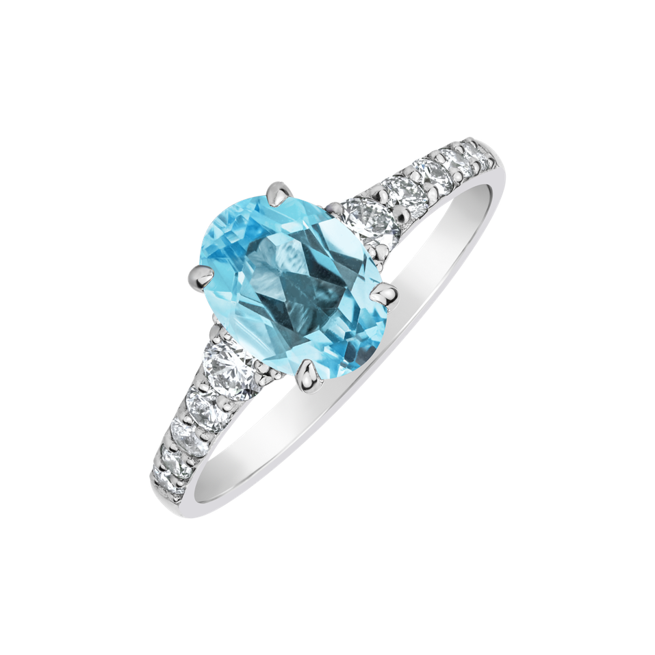 Prsteň s diamantmi a topásom sky Shimmering dazzle