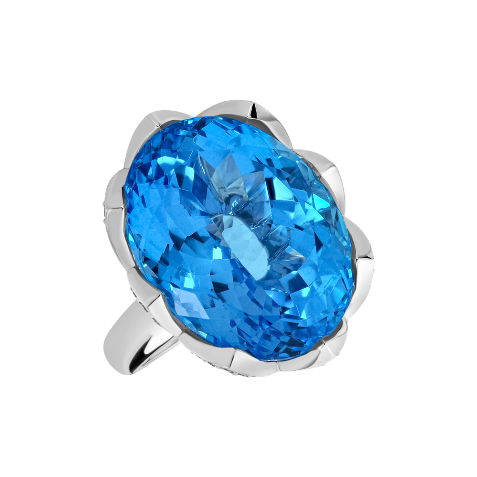 Prsteň s diamantmi a topásom Ice Blossom