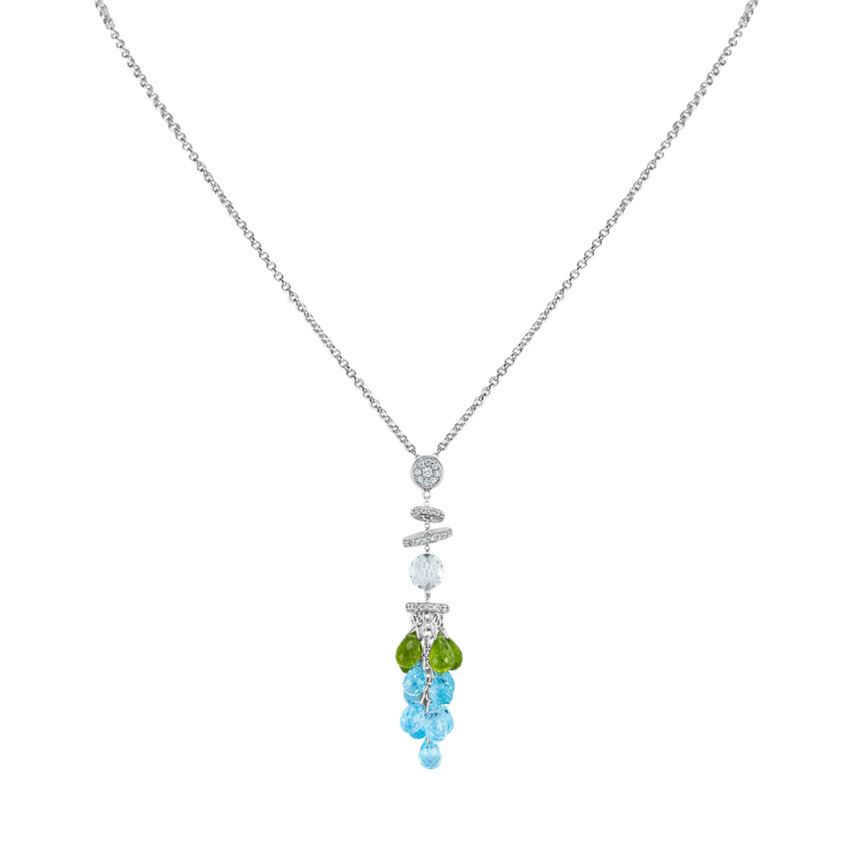 Náhrdelník s diamantmi a drahokamami Diamond Wave