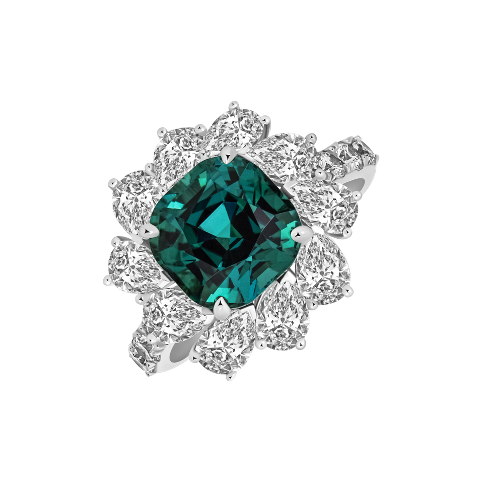Prsteň s diamantmi a turmalínom Ocean Empress