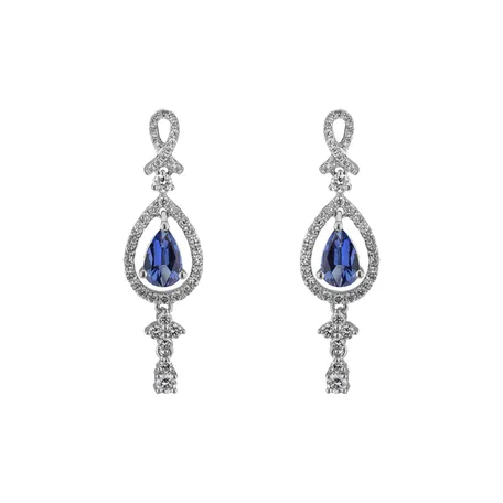 Náušnice s zafírom a diamantmi Sapphire happiness