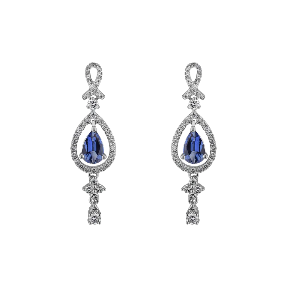 Náušnice s zafírom a diamantmi Sapphire happiness