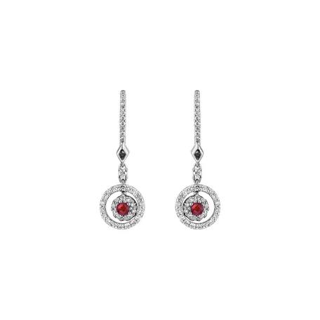 Náušnice s diamantmi a rubínmi Rose Hope