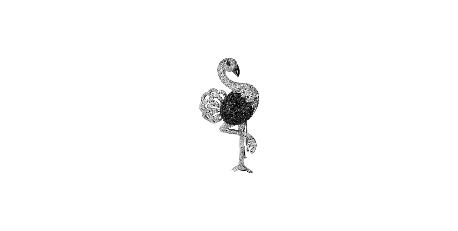 Brošňa a přívěsok s čiernymi a bielymi diamantmi Diamond Ostrich