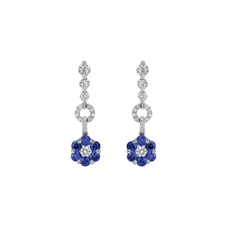 Náušnice s diamantmi a zafírmi Blue Sin