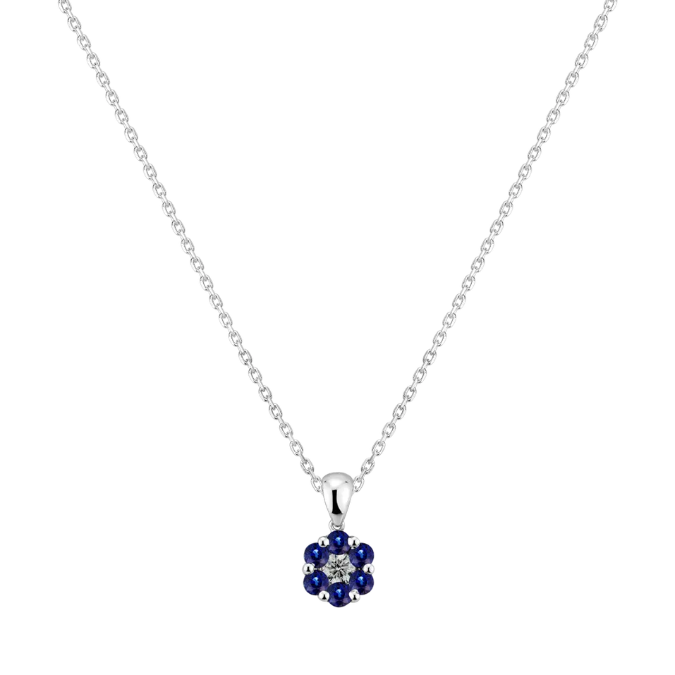 Přívěsok s diamantmi a zafírmi Fancy Daisy