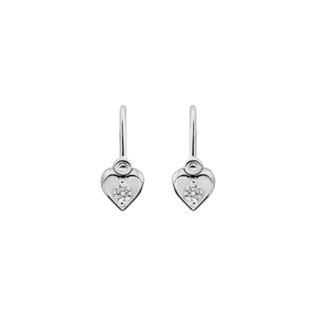 Detské náušnice s diamantom Little Heart