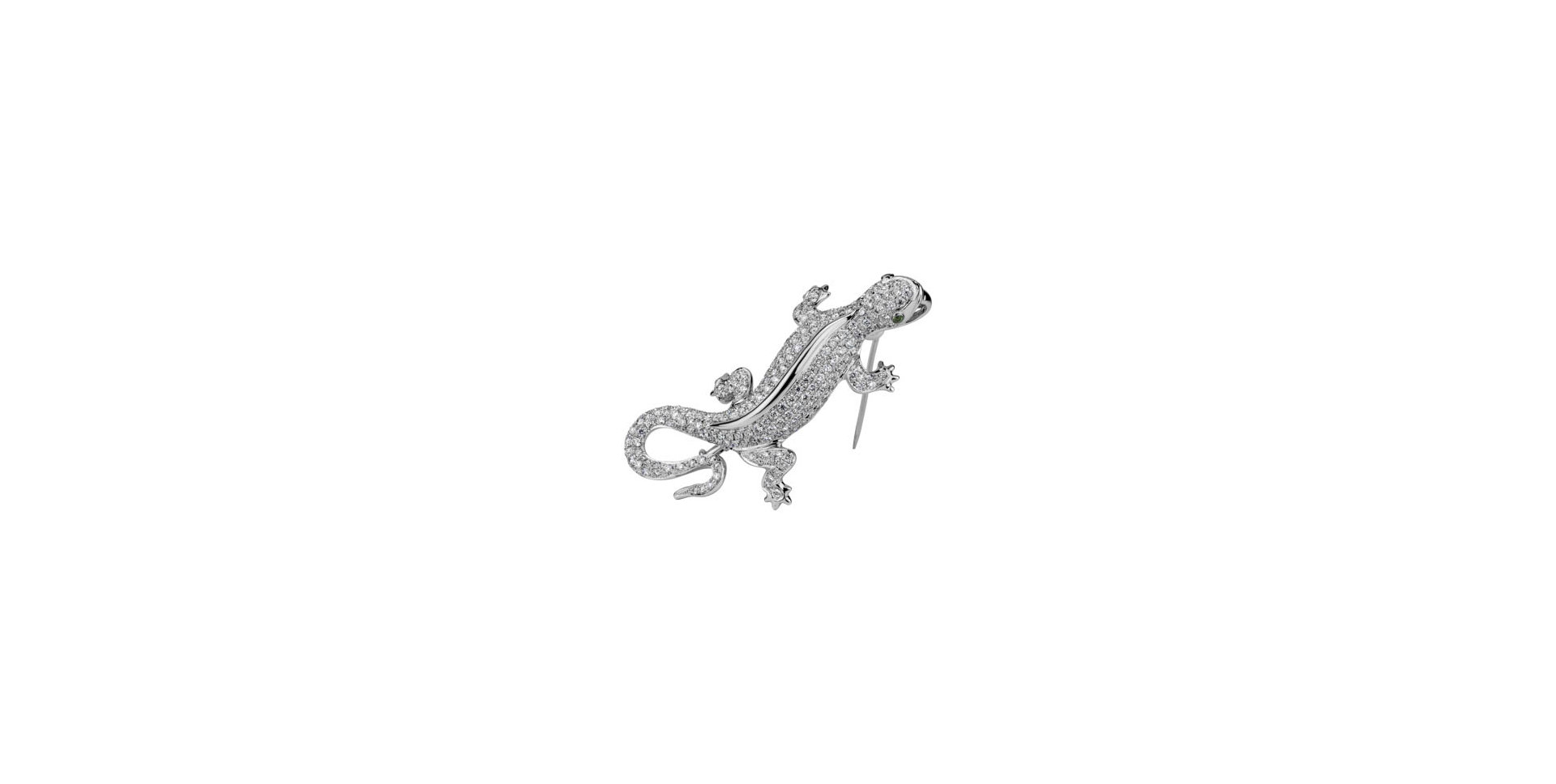 Brošňa a prívesok s diamantmi a granátmi Diamond Gecko
