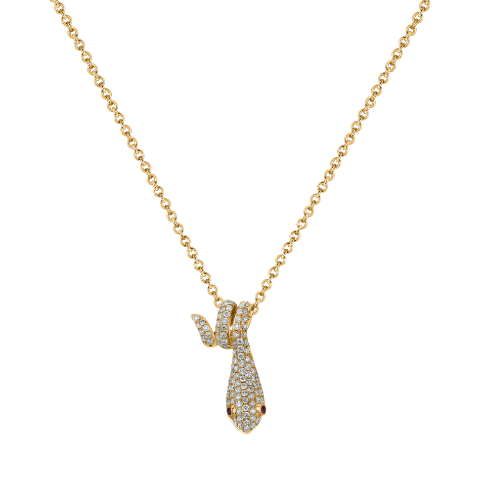 Prívesok s retiazkou, diamantmi a rubíny Snake Tie