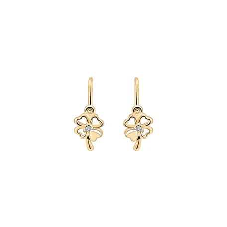 Detské náušnice s diamantom Cloverleaf