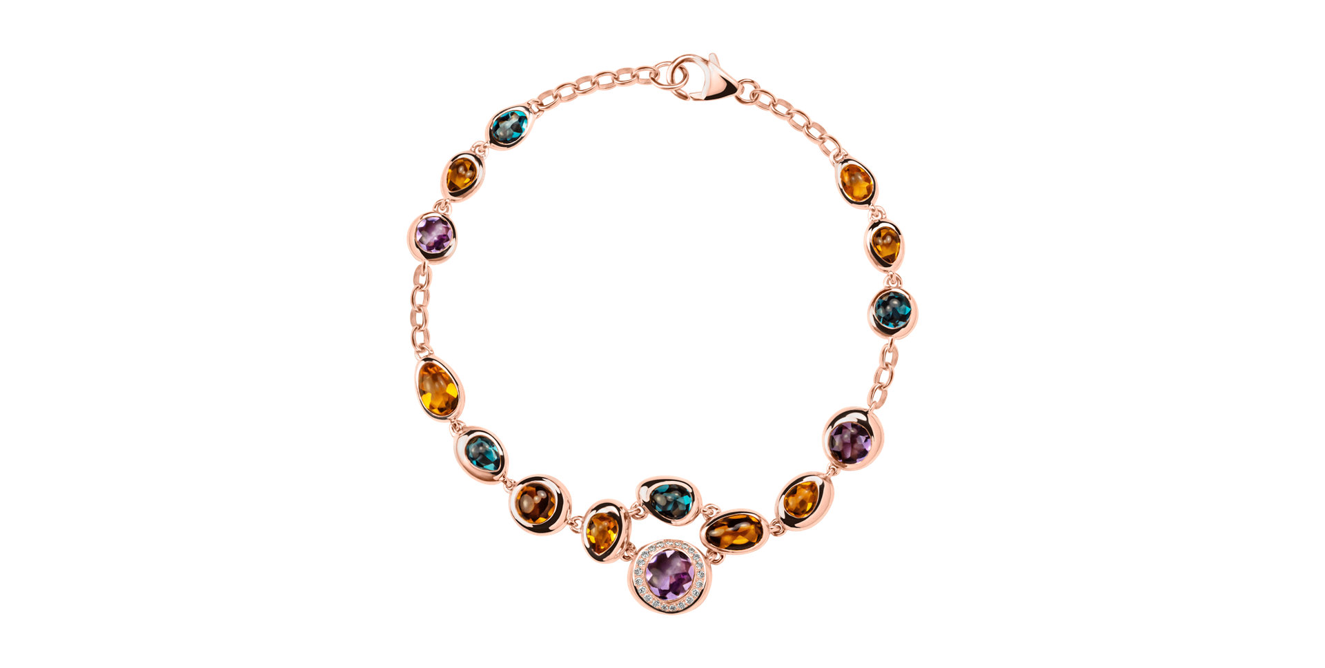 Náramok s diamantmi a drahými kameňmi Rainbow Charm