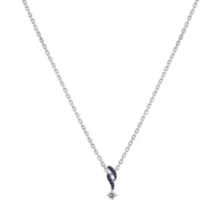 Přívěsok s diamantom a zafírmi Sky Ribbon