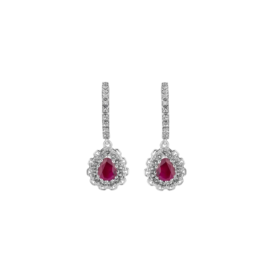 Náušnice s rubínom a diamantmi Classic Crimson