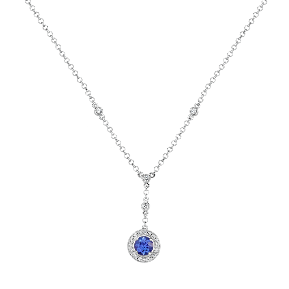 Náhrdelník s diamantom a tanzanitom Space Ribbon