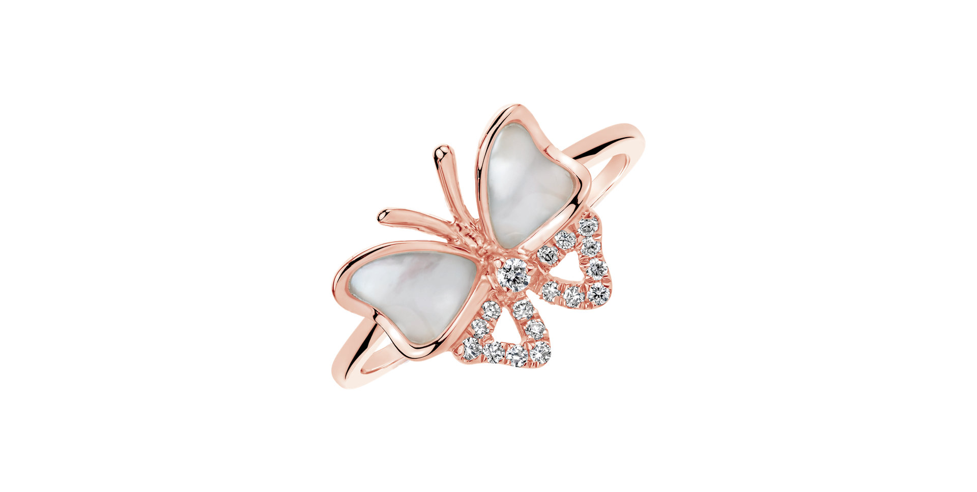 Prsteň s diamantom a perleťou Dancer of the Wind