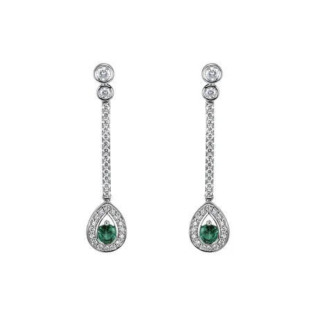 Náušnice so smaragdom a diamantmi Glamour Drop