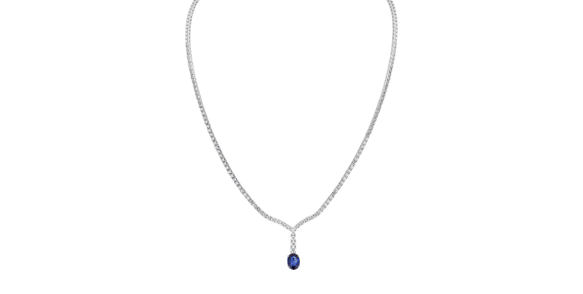 Náhrdelník so zafírom a diamantmi Blue Grain
