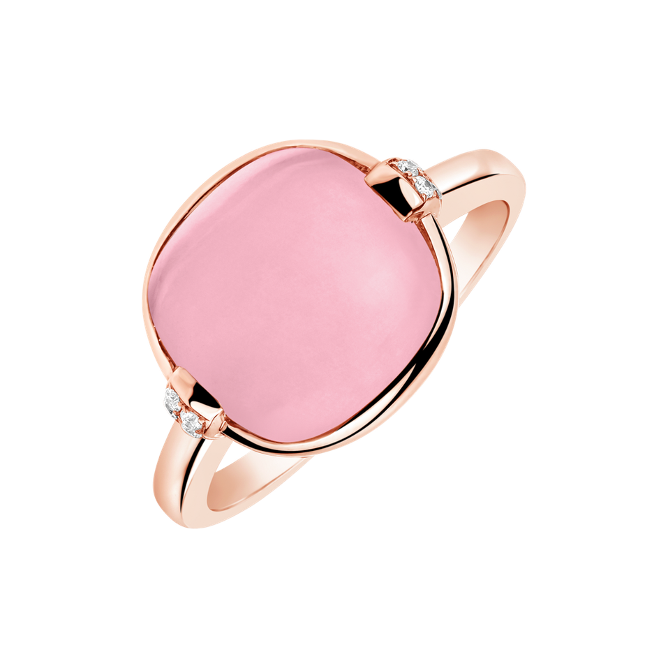 Prsteň s diamantmi a růženínom Whispers of Love