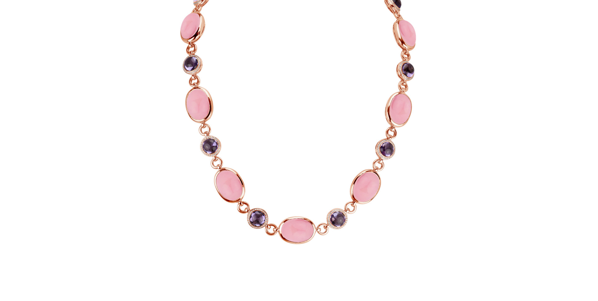 Náhrdelník s diamantmi, ametystmi a ruženínmi Caesarean Desire