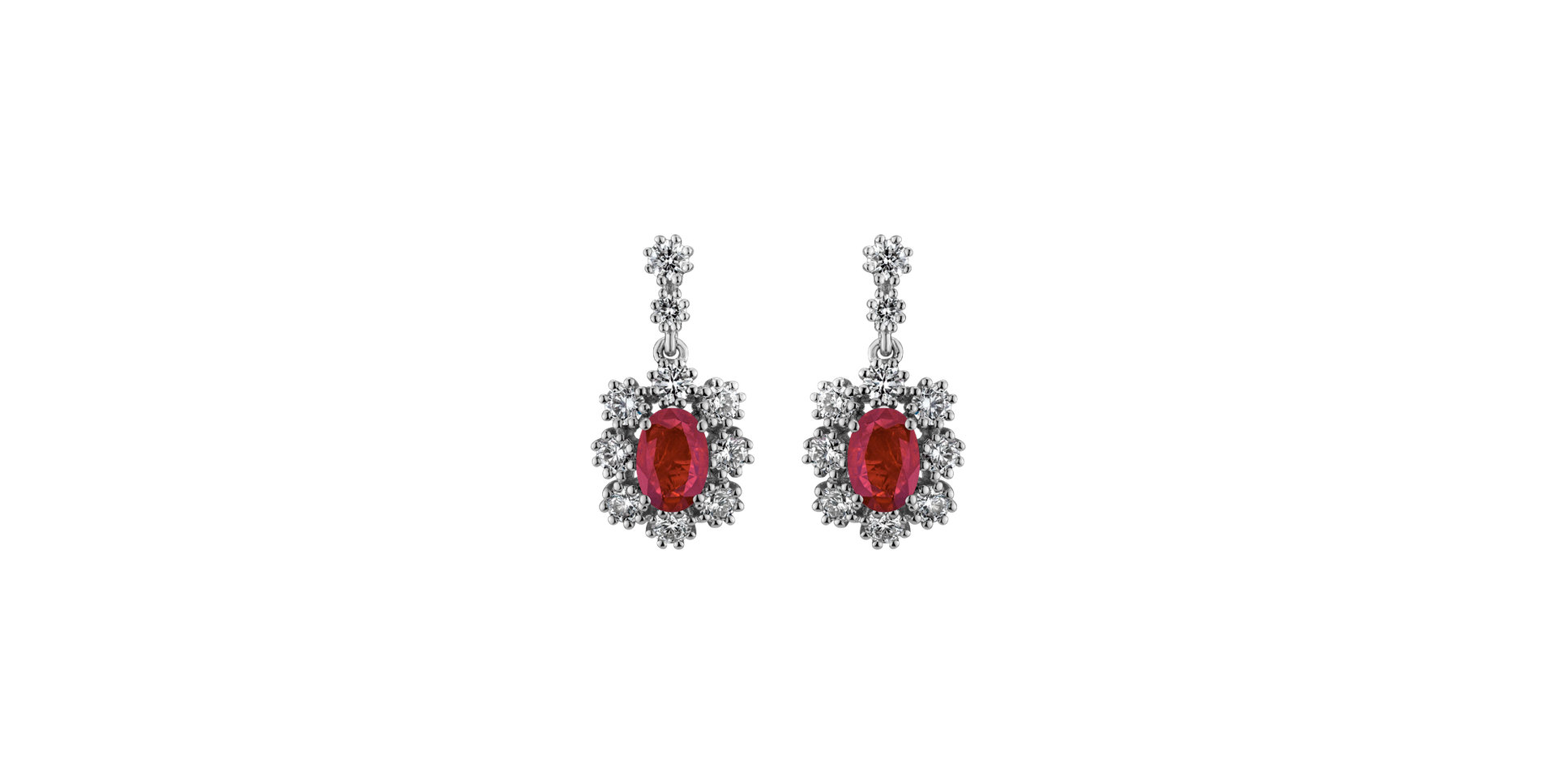 Náušnice s rubínom a diamantmi Crimson Luck