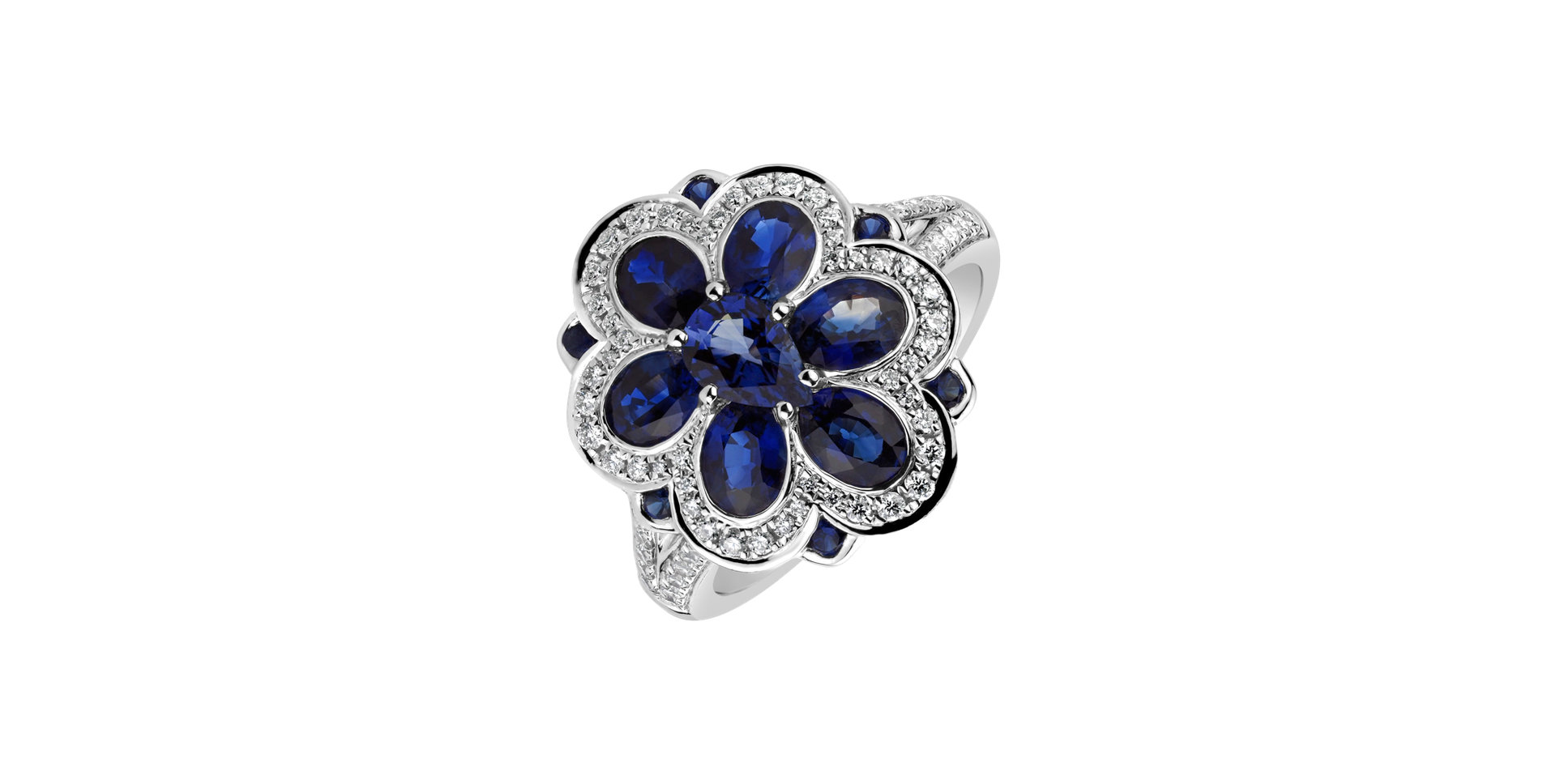 Prsteň so zafírmi a diamantmi Blue Devotion