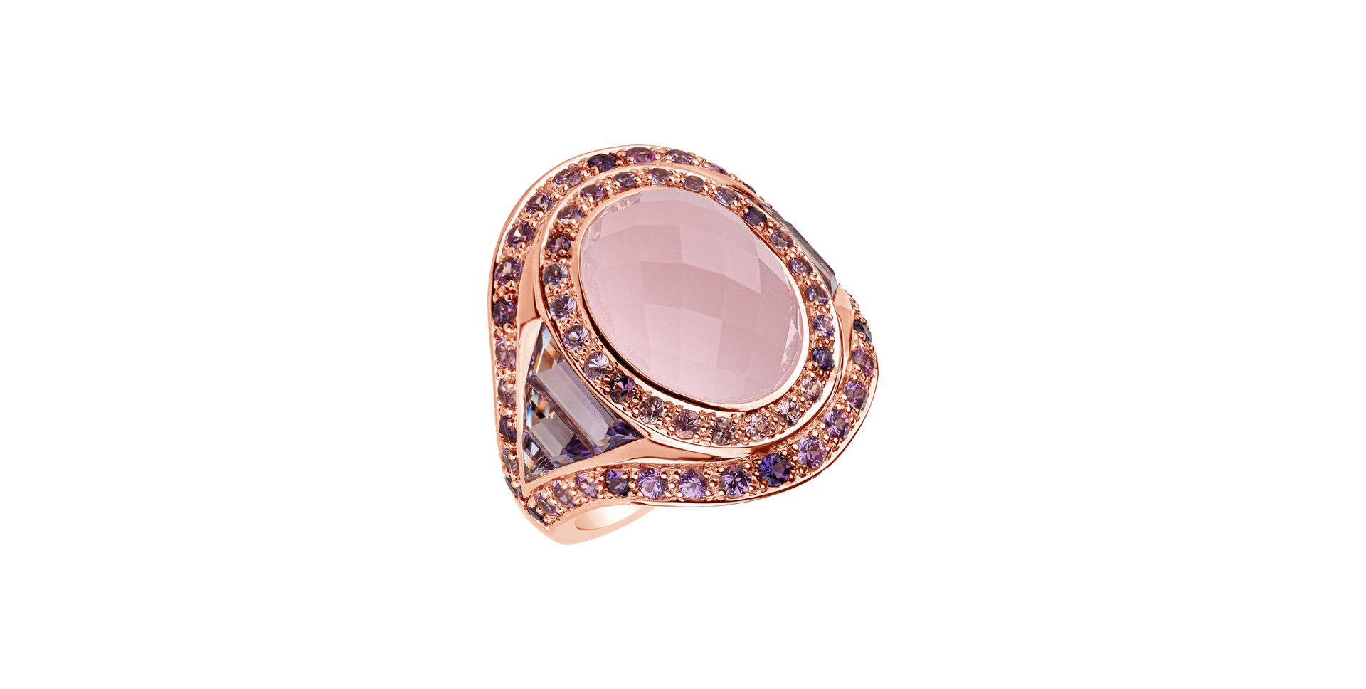 Prsteň so zafírmi a ruženínom Cotton Candy