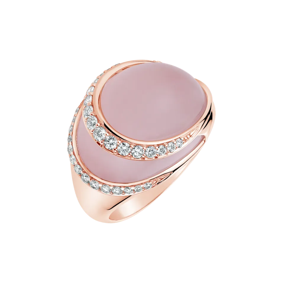 Prsteň s ruženínom a diamantmi Shining Rose