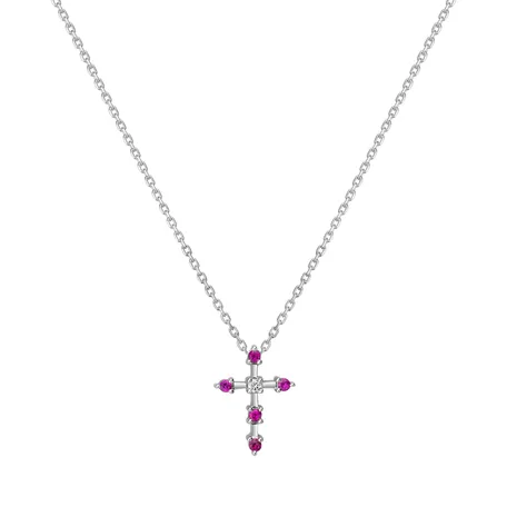Náhrdelník s diamantom a rubínmi Sparkling Cross