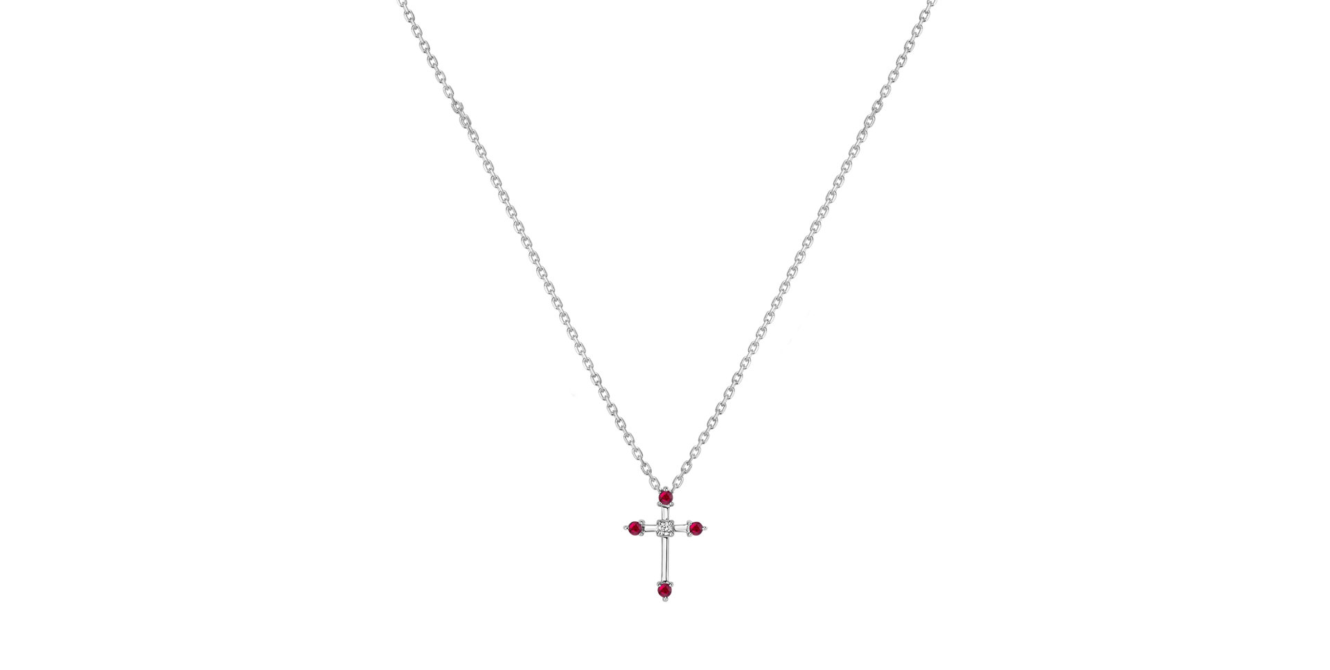 Náhrdelník s diamantom a rubínmi Shiny Cross