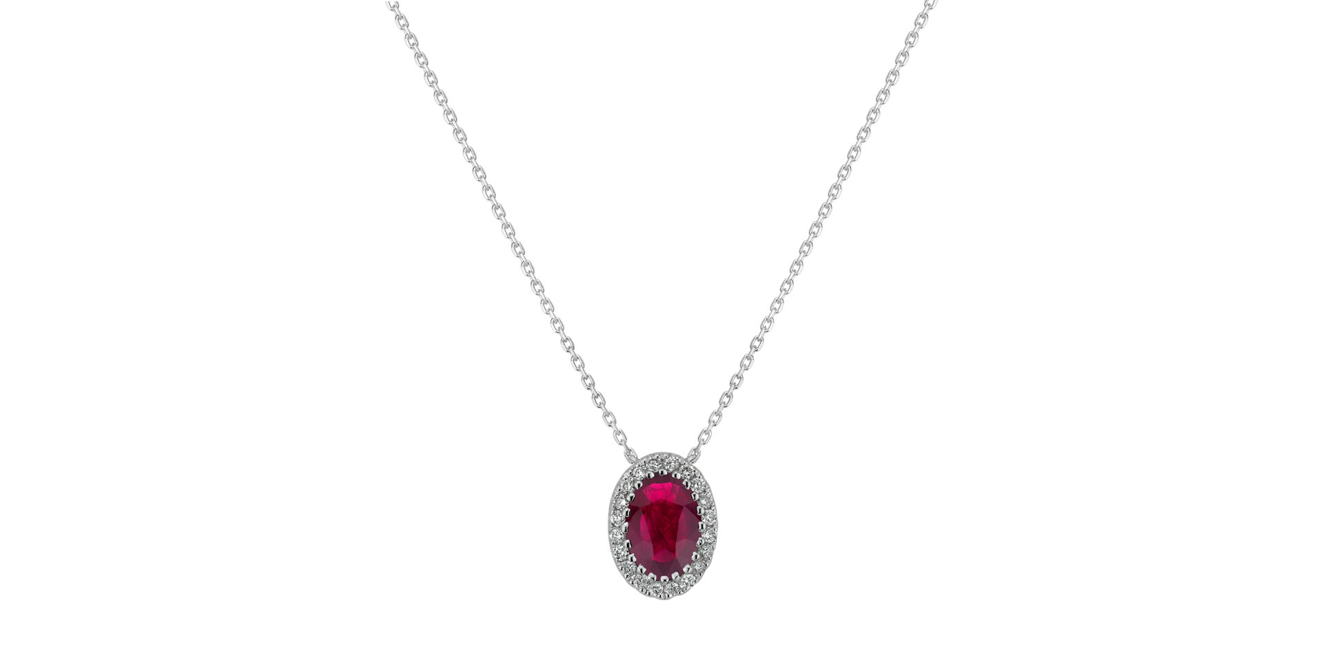Náhrdelník s rubínom a diamantmi Heart Carmine
