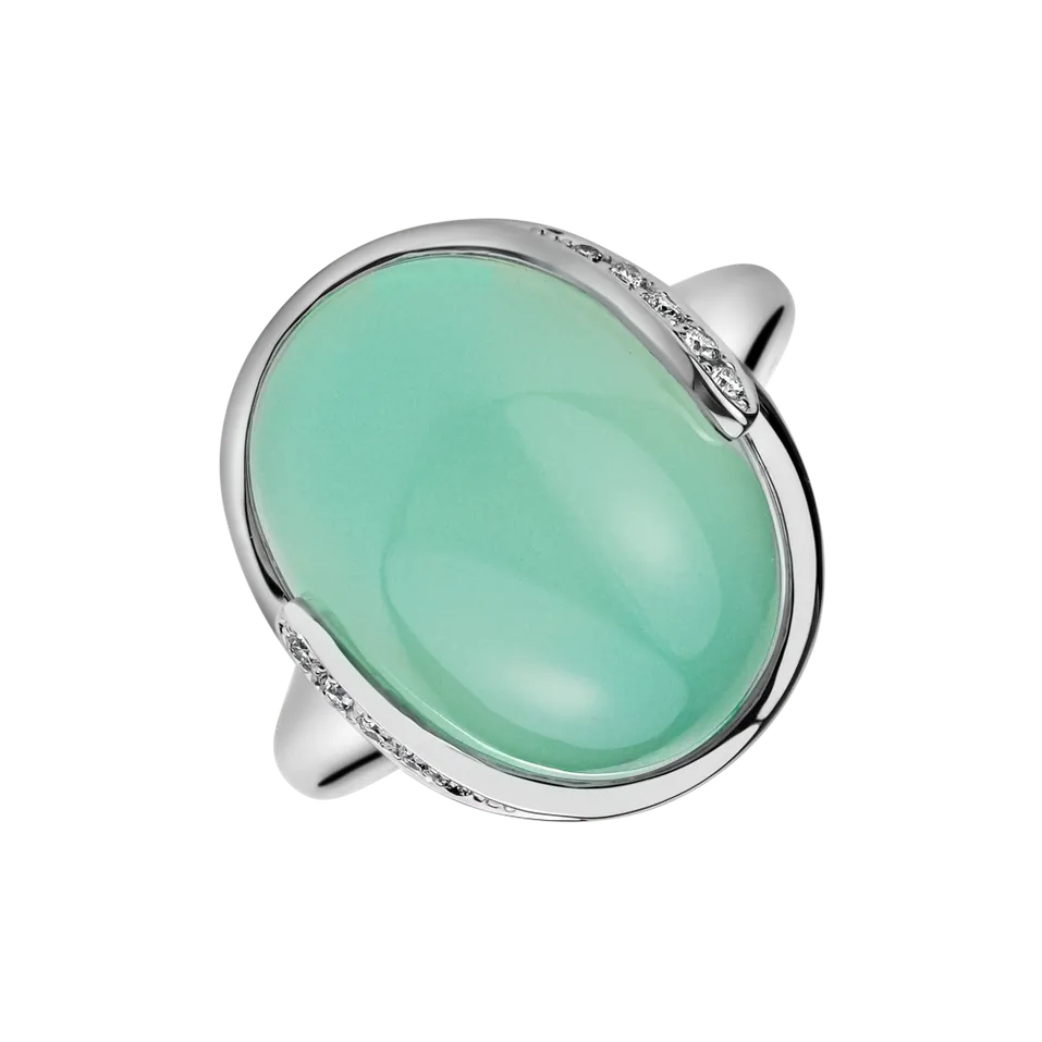 Prsteň s chalcedonom a diamantmi Paradise Planet
