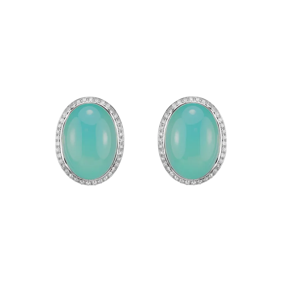 Náušnice s chalcedonom a diamantmi BloomBurst