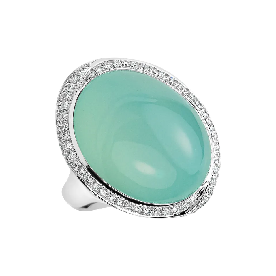 Prsteň s chalcedonom a diamantmi Floral Harmony