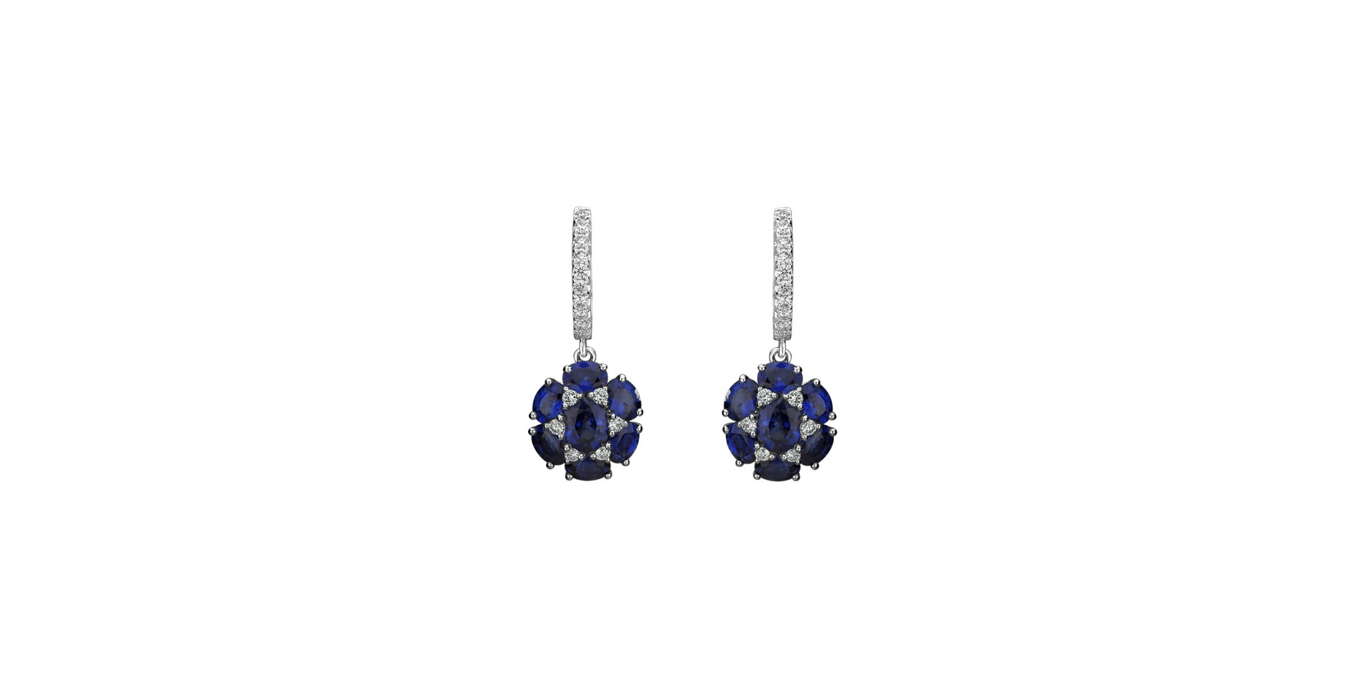 Náušnice s diamantmi a zafírmi Sapphire Disco