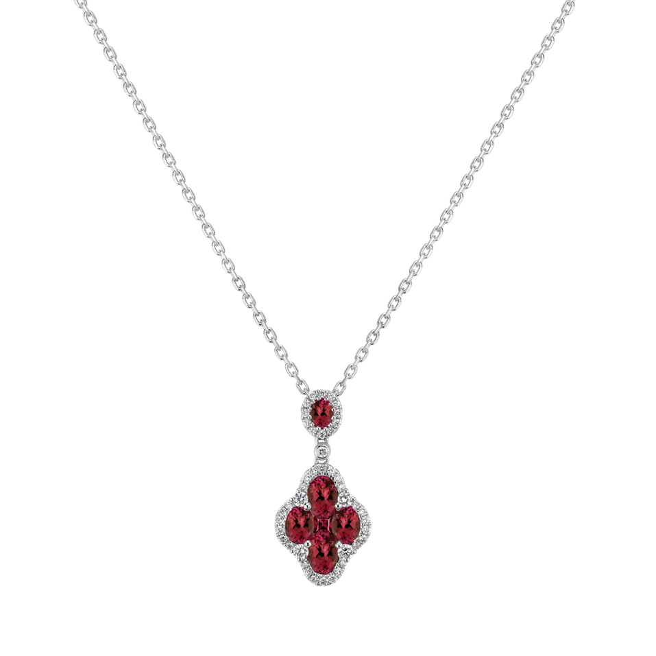 Přívěsok s diamantmi a rubínmi Four-leaf Clover