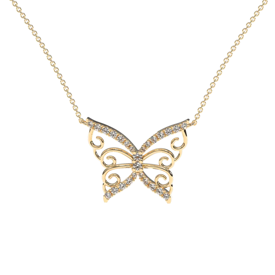 Náhrdelník s diamantmi Butterfly