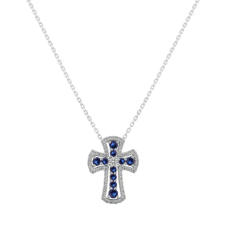 Přívěsok s diamantmi a zafírmi Gothic Cross