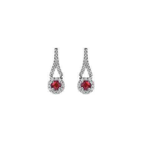Náušnice s rubínom a diamantmi Ruby Tears