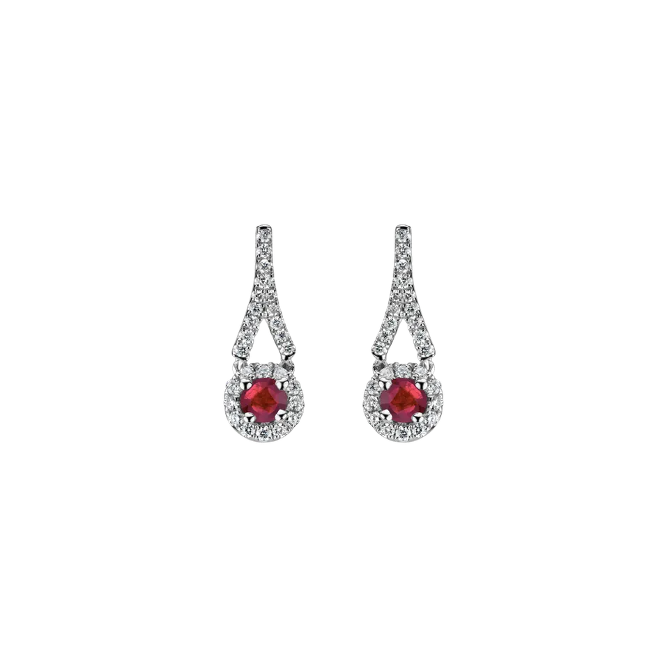 Náušnice s rubínom a diamantmi Ruby Tears