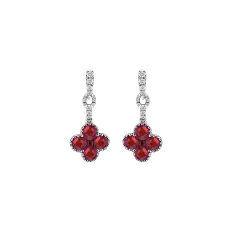 Náušnice s diamantmi a rubínmi Fire Clover