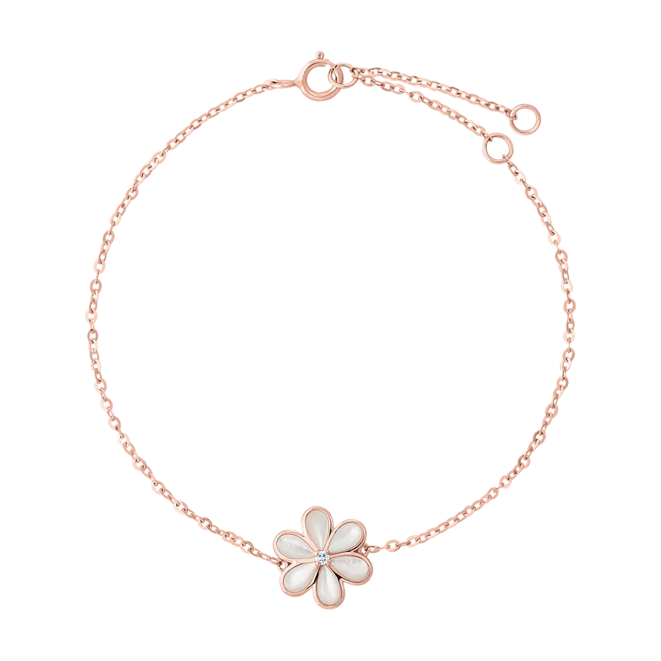 Náramok s diamantom a perleťou Petals & Dreams