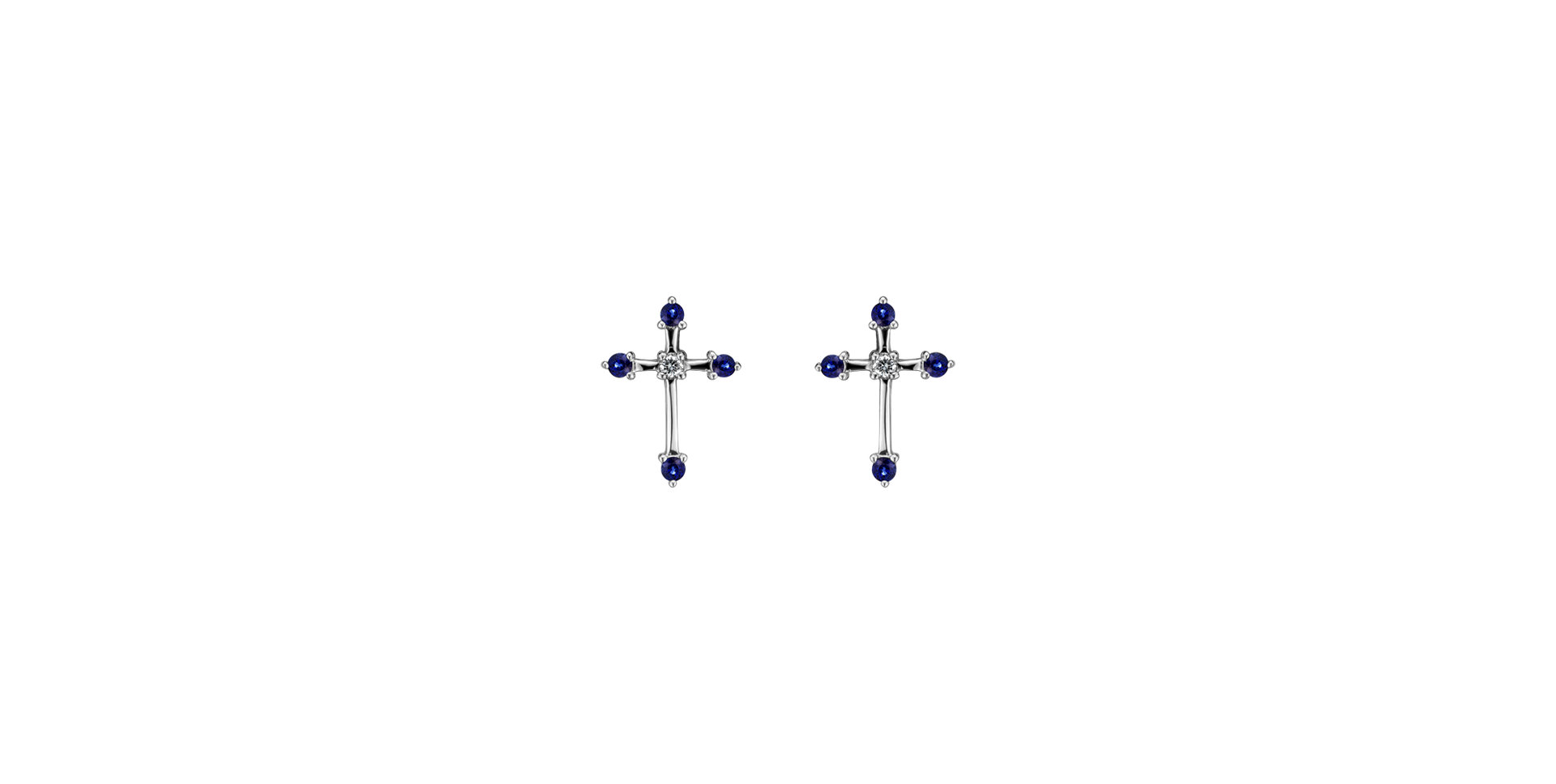 Náušnice s diamantom a zafírmi Passion Cross